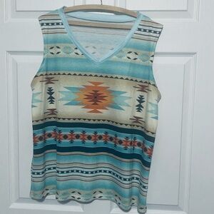 Aztec Print Sleeveless Top